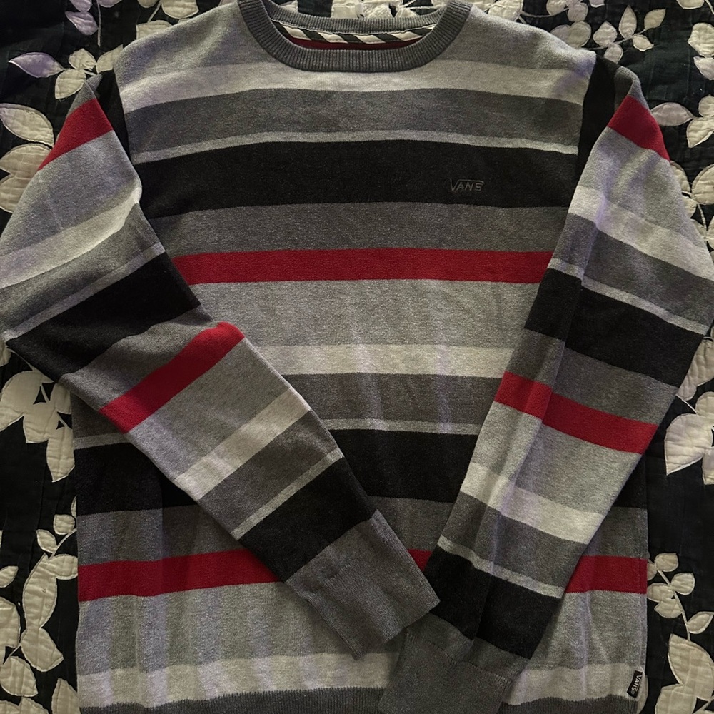 Vans Stripped Knit Sweater in Gray and Black